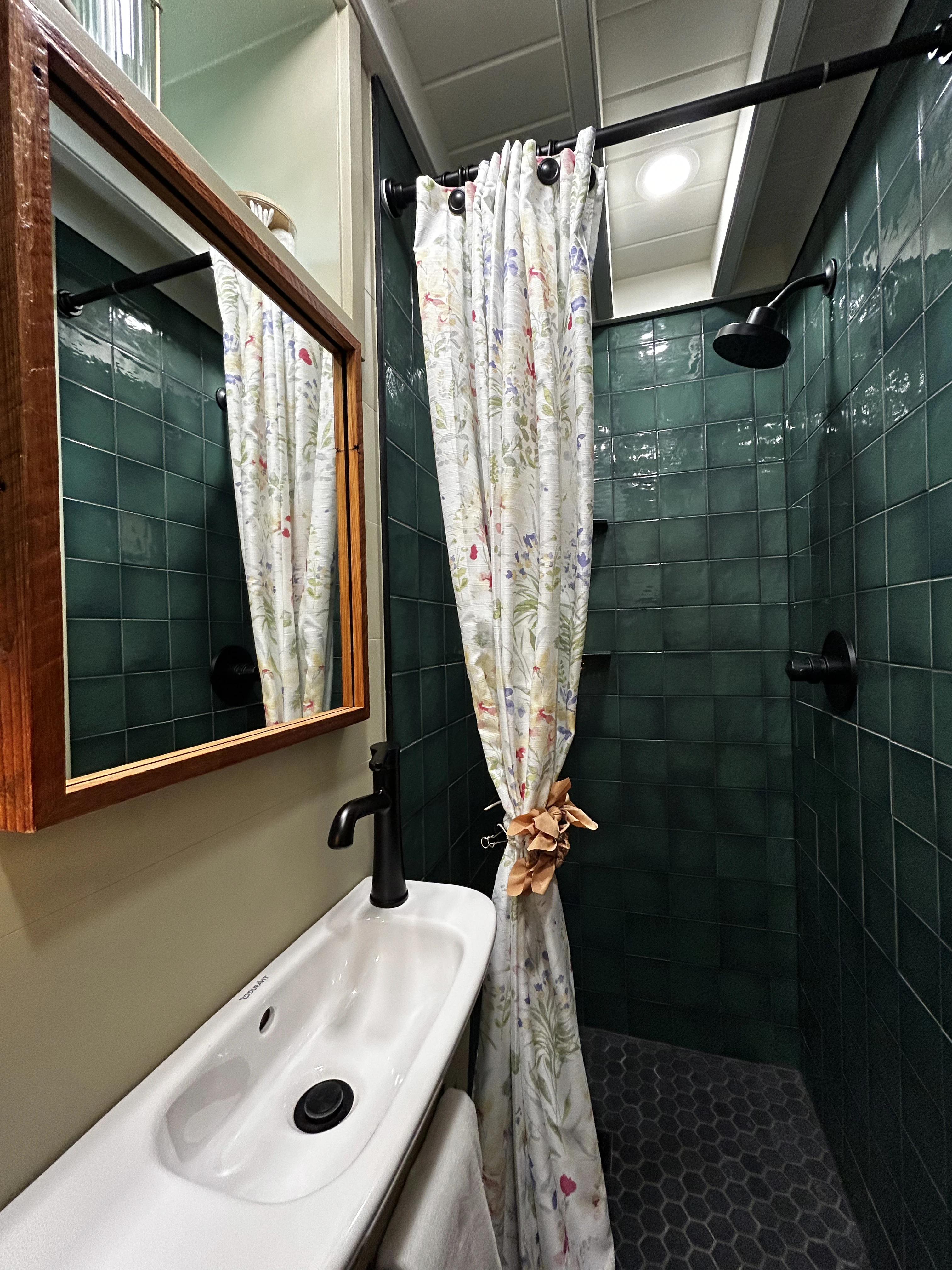 A view of the shower side of the bathroom
